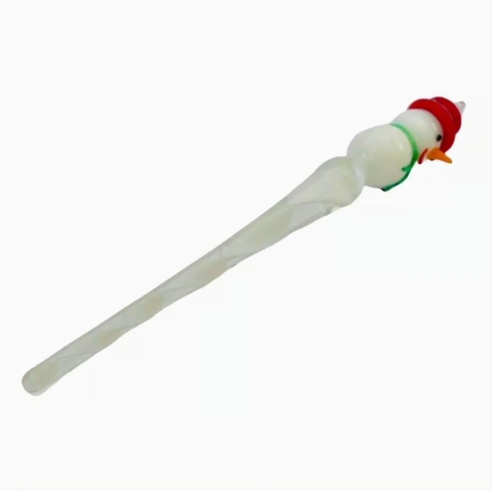 Glass Snowman Teardrop Ornament 6.5” Red White Green Holiday Christmas Decor